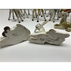 Basil Matthews figures, comprising horses, deer and fawns, all with painted mark beneath, largest H14cm