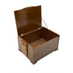 Late 20th century mahogany storage box seat, the hinged lid with cushioned seat upholstered in needle work cover 