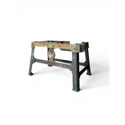 19th century heavy cast iron garden / machine table base, by Henry Bamford & Sons, with pl...