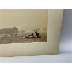 Frank Meadow Sutcliffe (British 1853-1941): Self Portrait - 'Mulgrave Woods with the Earl (of Mulgrave) & Myself in the Foreground', albumen print titled on the mount and verso in pencil in the artist's hand image 12cm x 20cm 