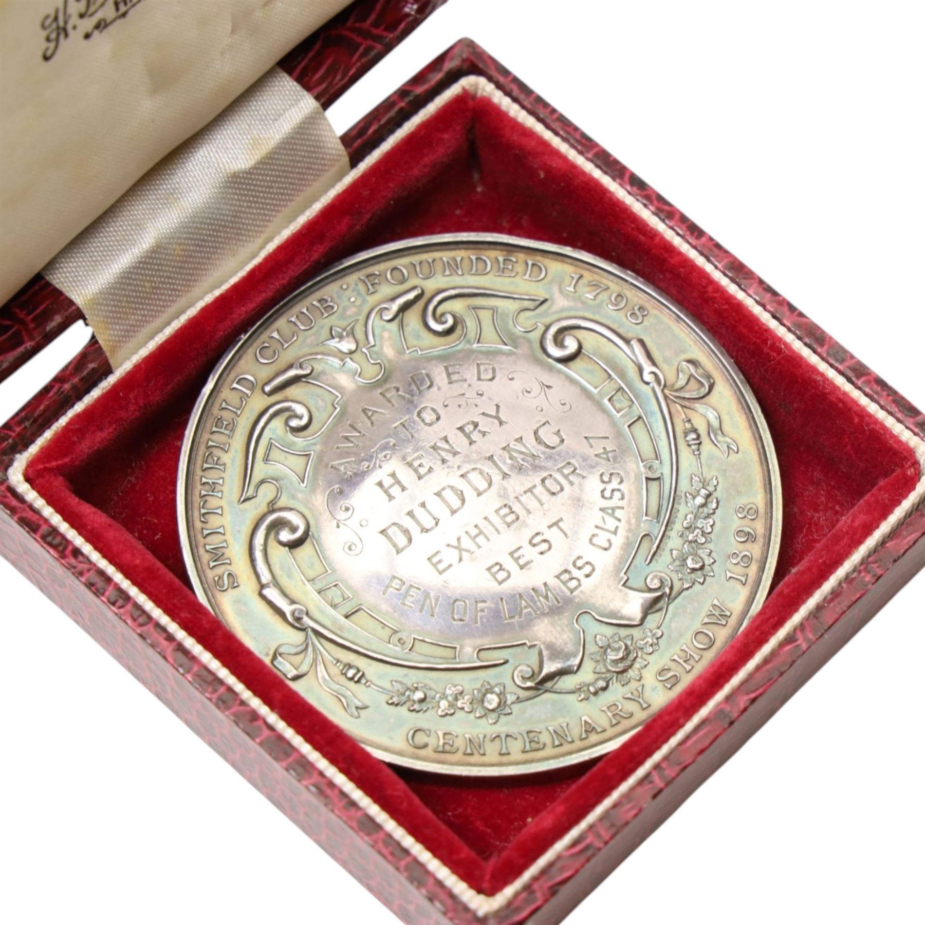 Smithfield Club Centenary Show silver plated medal 1898