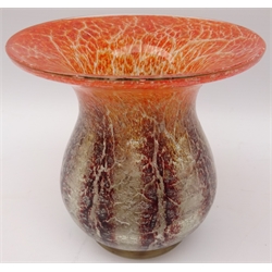  1930s WMF Ikora glass vase designed by Karl Weidmann of baluster form with flared rim, unsigned, H12.5cm   
