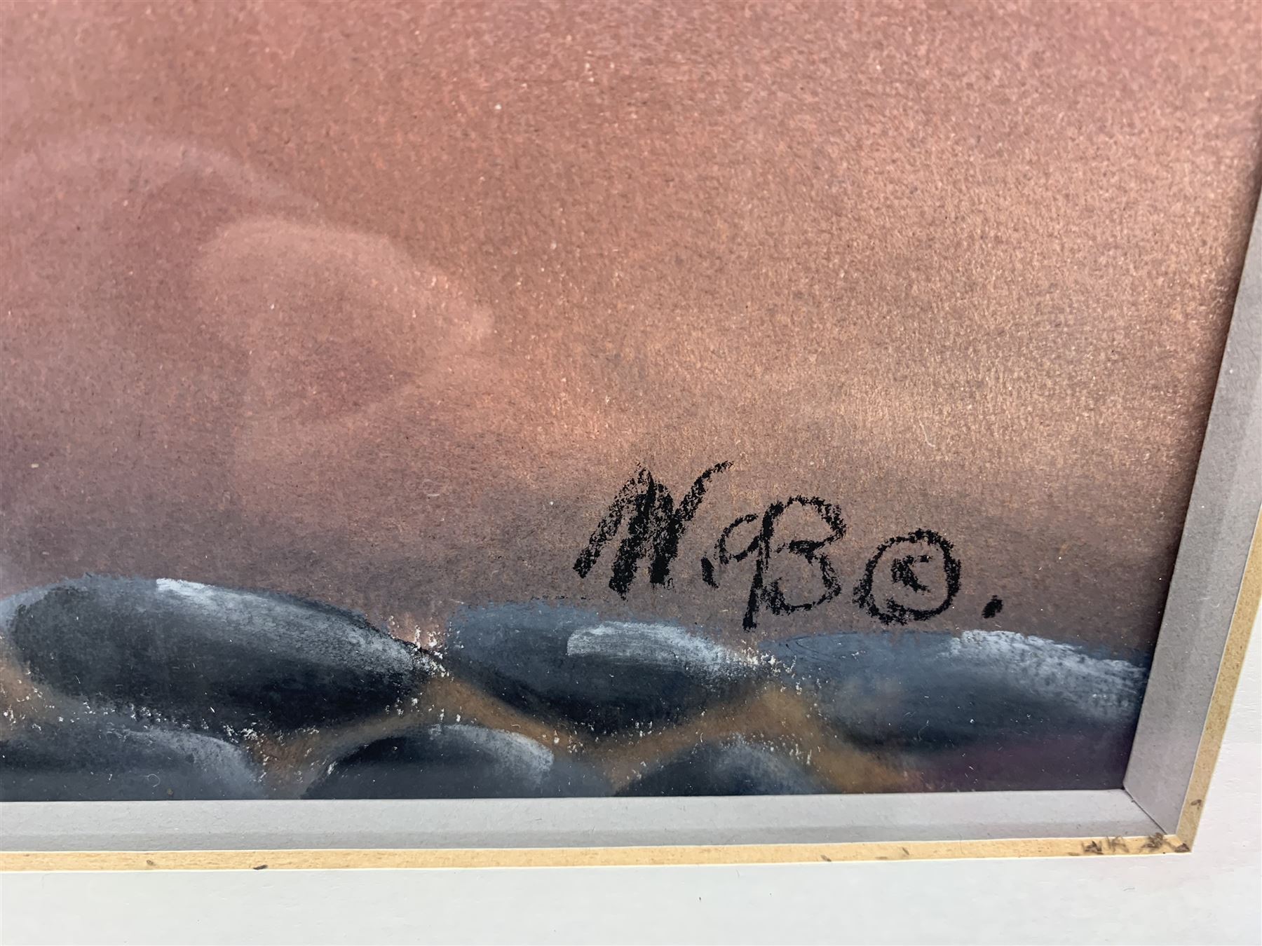 Mackenzie Thorpe (British 1956-): 'I Always Had to Push', pastel on card signed 42cm x 70cm
Provenance: purchased from Halycon gallery Birmingham
Notes: one of Thorpe's earlier pastel originals