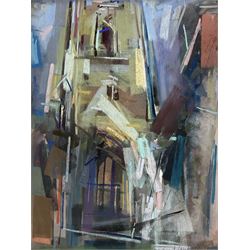 David Greenwood (Northern British Contemporary): 'Fountains Abbey - Huby's Tower', pastel signed and dated '98, titled on label verso 30.5cm x 23cm 
Provenance: with Chantry House Gallery, Ripley, Harrogate, label verso