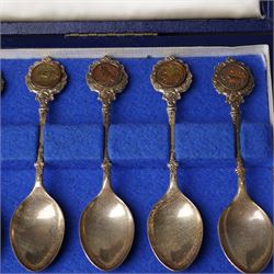 Set of twelve silver teaspoons 'The Twelve Zodiac Spoons' all with symbols of the Zodiac and in fitted case London 1971 Maker John Pinches