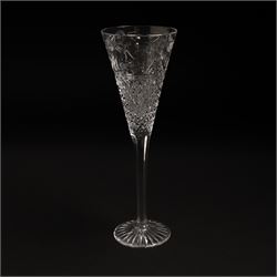  Suite of Stuart crystal Beaconsfield pattern table glass, comprising 6 claret glasses, 6 white wine glasses, 6 dessert wine glasses, 6 brandy balloons, 6 champagne flutes, and 9 whisky glasses