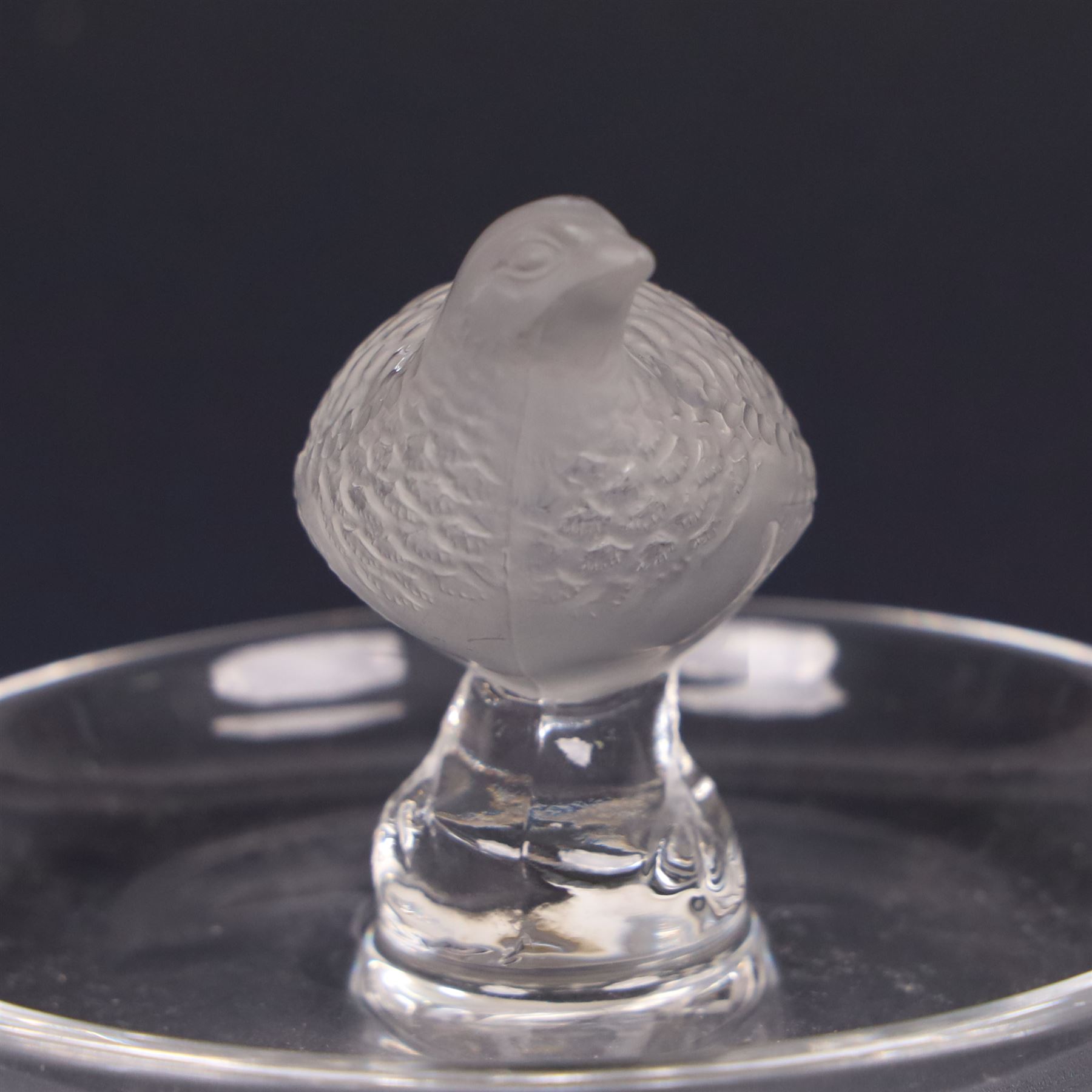 Lalique - Thalie Dove ring dish and Grouse ring dish, H10cm