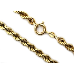  Gold rope twist necklace, hallmarked 9ct, approx 13.6gm  