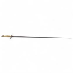 Four court swords, together with fencing foil and dagger in leather and brass scabbard 