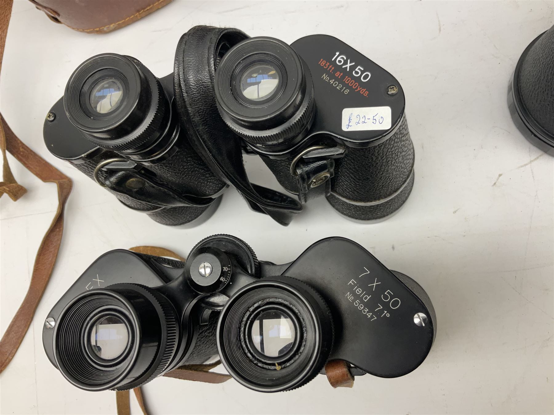Eleven pairs of binoculars, to include Zeiss Wetzler 20x50, Taylor-Hobson Bino Prism No.2 Mk.III military stamped 1943 with broad arrow,  Swift Tecnar 16x50, J.T Coppock Oceanic Bloomed 10x50, Hensoldt Wetzlar Dialyt 7x42 etc