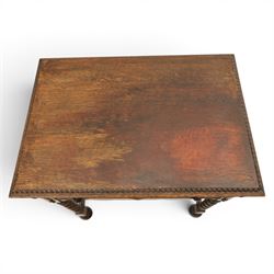 Early 20th century oak cased canteen on barleytwist stand, hinged top with fitted baized lined interior, above a drawer fitted for cutlery