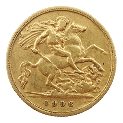 1906  gold half sovereign