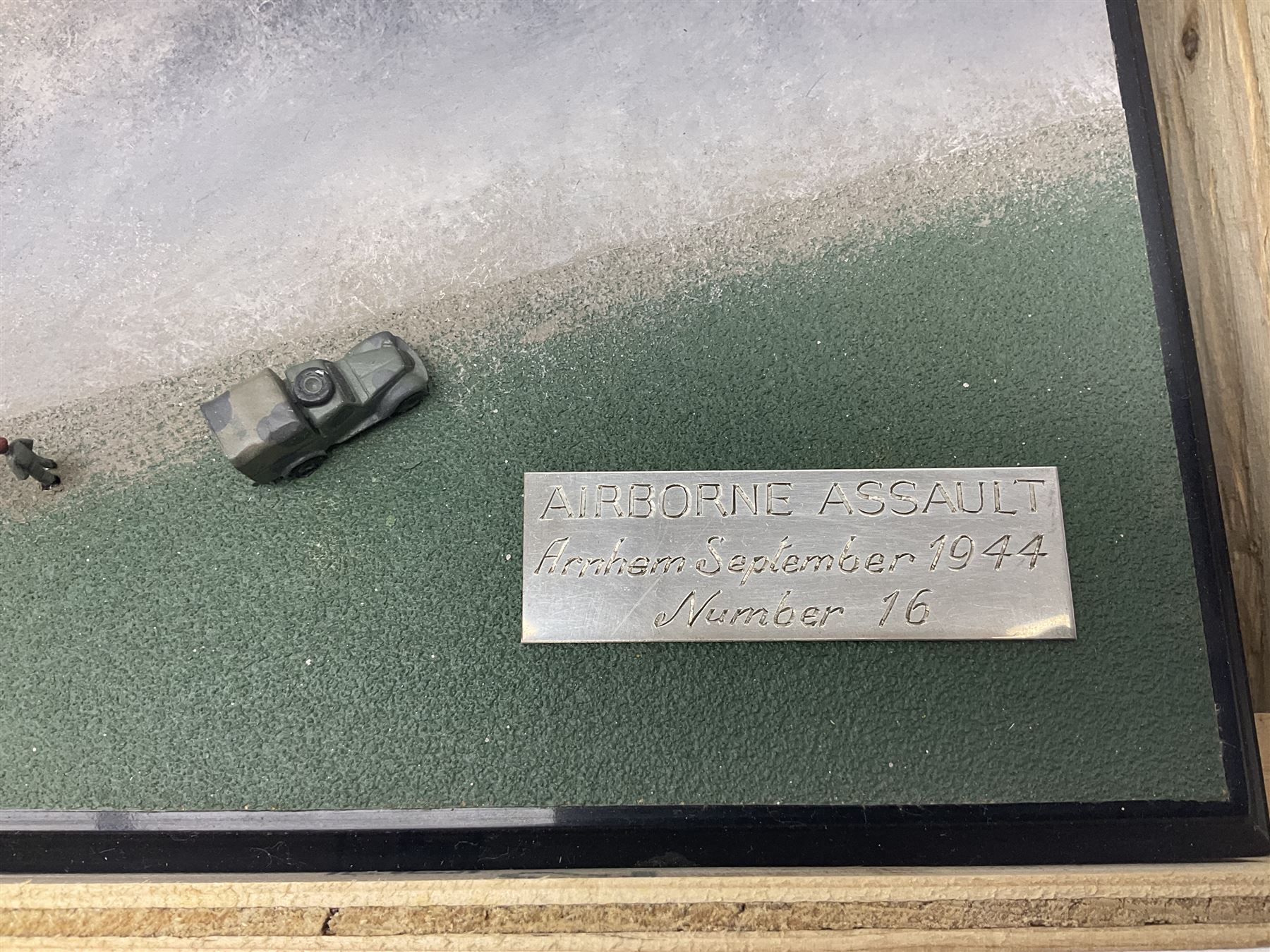 Diverse Images Aircraft Collection hand crafted English pewter model of a Stirling Airborne Assault Diorama with Horsa MKI and Stirling MKIV aircraft; 1:144 scale, signed Mike Daucey; limited edition plaque No.16/50; 36 x 60cm; in wooden box