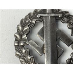 Two WW2 German Sports badges - SA sports badge marked verso 'W.Redo Eigentum D. Obersten SA. Fuhrung Saar Lautern'; and DRL sports badge marked verso 'Wernstein Jena D.R.G.M. 35269' (2)