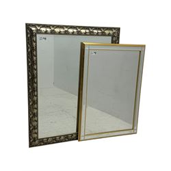 Two rectangular wall mirrors, in silvered frame bevelled plate (Height 104cm, Width 73cm),...
