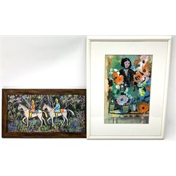 Angela Stones (British 1914-1995): 'Crusaders' and 'Girl in a Greenhouse', two mixed medias signed max 35cm x 23cm (2)
