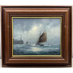 Jack Rigg (British 1927-2023): 'SS Malcolm Miller' and 'Fishing Boat Returning to Anstruther Harbour', pair oils on canvas board signed 19cm x 24cm (2)