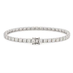 18ct white gold diamond bracelet, set with thirty-eight round brilliant cut diamonds, stam...