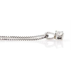 18ct white gold single stone round brilliant cut diamond pendant, on silver chain, diamond approx 0.25 carat