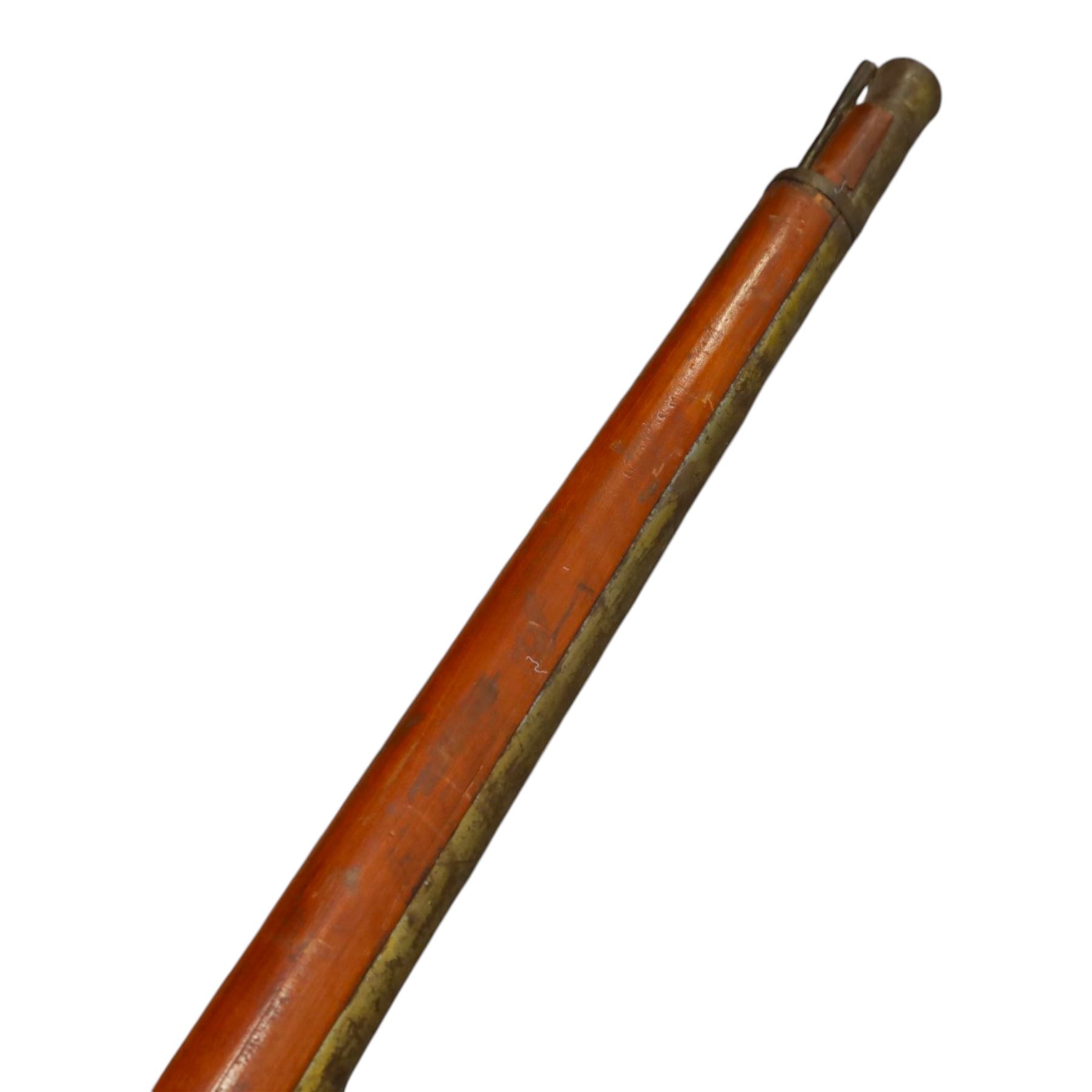  Indian matchlock jezail from the Royal Jaigarh Fort, Jaipur, the plain 69 inch barrel with flared muzzle, stamped to breech 'JPR/EXR/2/3808' on a full wooden stock, overall length 239cm, together with certificate of authenticity on Rajmahal Palace Office headed paper, dated 11th March 1978