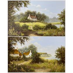 Terry Heath (British 1943-2011): South Coast Landscapes, pair oils on canvas signed 50cm x 75cm (2) 
Provenance: with the Penny Hedge Gallery, Whitby, labels verso