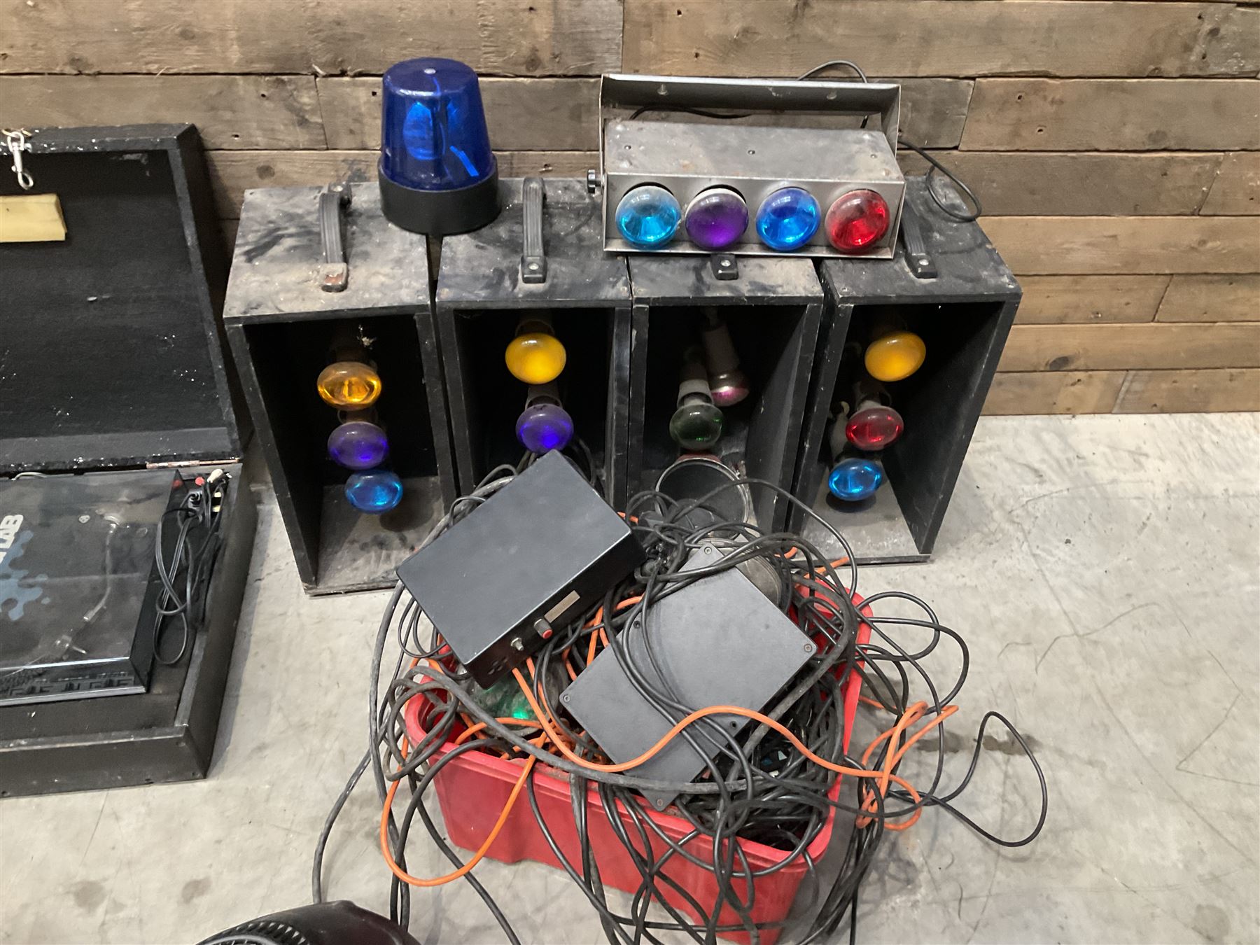 Collection of vintage disco equipment, to include Sony separates, cabinet lights, mixers, turntable etc