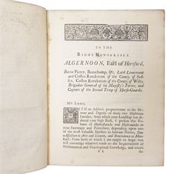  Gardens.- Switzer, Stephen 'An Introduction to a General System of Hydrostaticks and Hydraulicks, Philosophical and Practical' two volumes bound as one, nine folding plates and engraved frontispiece, printed for T Astley et al 1729, bookplate of Henry & Elizabeth Goodwyn in full calf