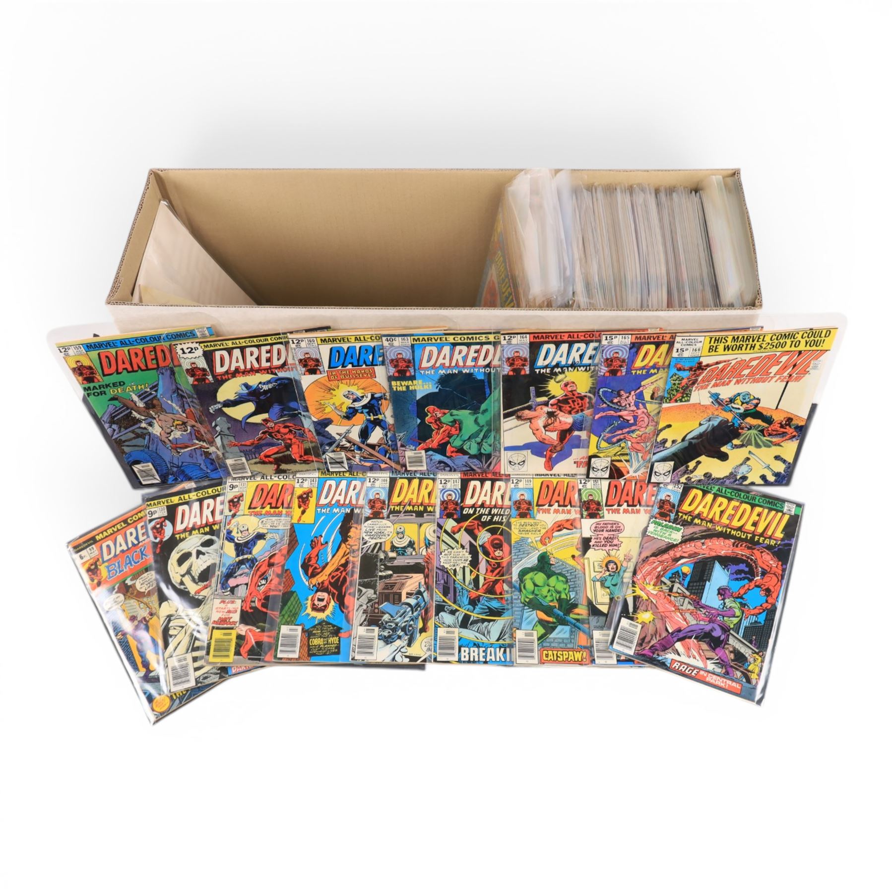 Marvel Bronze Age 'Daredevil' comic books, spanning years 1973-1989, comprising issues #99, #130, #131, #143, #146, #147, #149, #151-#160, #163-#167, #170-#268, #271, #272, #276, #279, #281, #284-#286 and #292, together with 1993 'Daredevil The Man Without Fear' comic books issues #1-#5