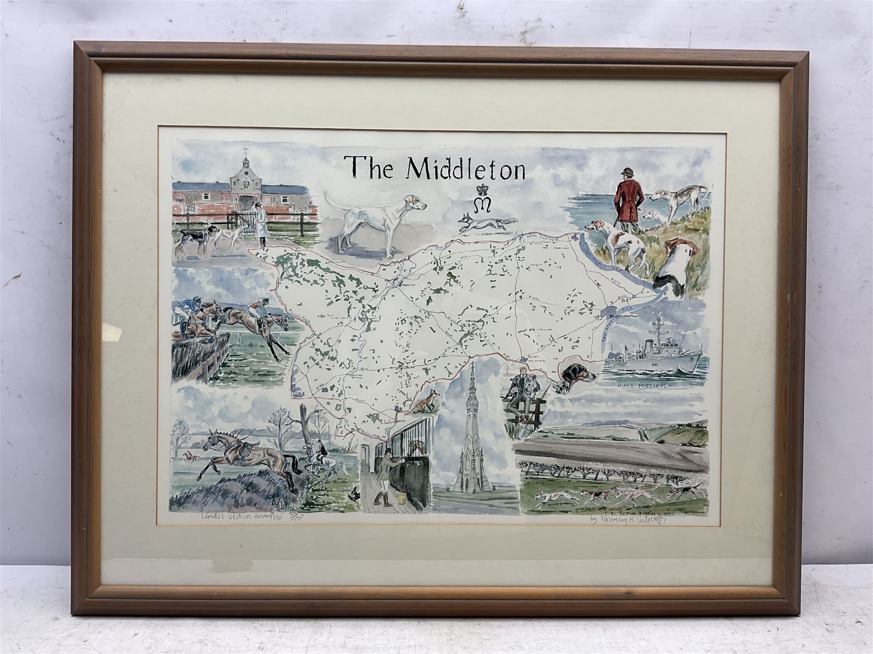 Rosemary H Coates (British Contemporary): 'The Middleton Hunt', limited edition print signed dated 2002 and numbered 35/150, 41cm x 59cm; John R Morris (20th century): Peregrine Falcon, artist's proof print signed and numbered 9/10 pub. 1990, 39cm x 42cm (2)