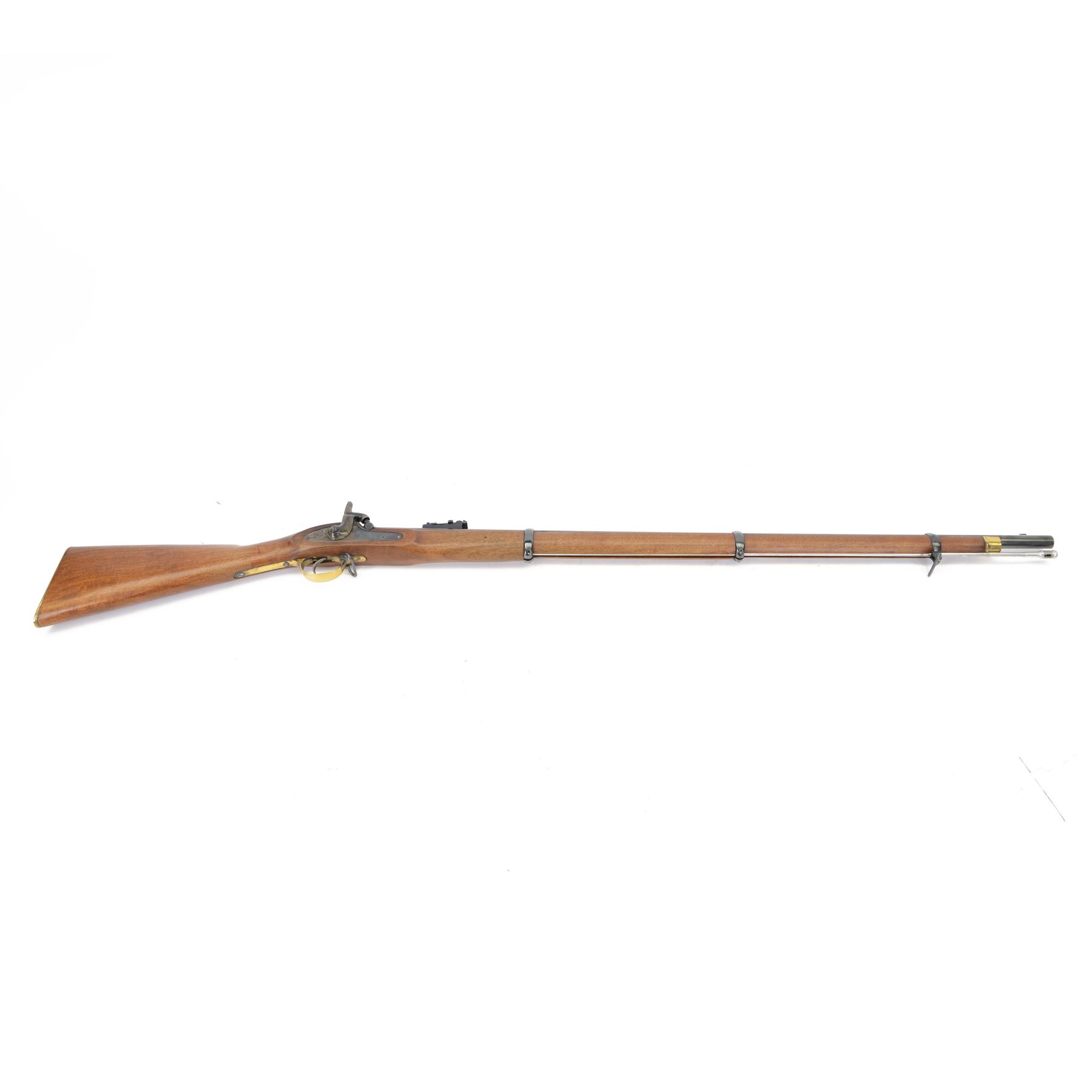 SECTION 1 FIREARMS CERTIFICATE REQUIRED - Parker Hale reproduction 1853 Enfield muzzle loading rifle, the 99cm barrel marked Parker-Hale Ltd, Birmingham England, fitted with ladder sight, secured by three bands, the lock plate marked Enfield 1853, with crowned PH, full stock with ramrod under, overall L140cm, serial no.6567 
