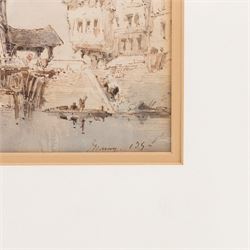 Paul Marny (French/British 1829-1914): Continental Port Scenes, two watercolours signed, max 19cm x 37cm (2)