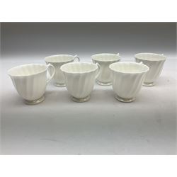 Royal Doulton china coffee service for six persons, white spirally fluted, comprising coffee pot, cream jug, sugar bowl and six cups and saucers