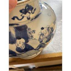 19th century Chinese blue and white jar, of pronounced baluster form, decorated in the Hundred Boys design, with numerous children at play, H23cm

The hundred boys design was a popular theme in Chinese Art employed from the Song period onwards. It expresses the desire to continue the family through male heirs and the performance of filial duties
