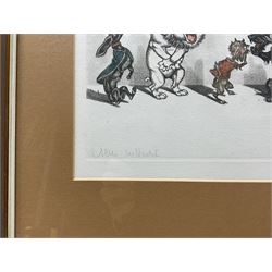 Arthur 'Boris' Klein (French 1893-1985): The Dirty Dogs of Paris, set of four etchings with hand colouring, titled respectively and signed in pencil 16cm x 45cm (4)