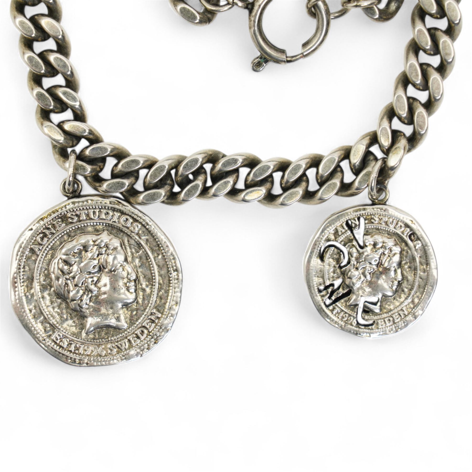 Acne Studios - silver-tone coin necklace and antique gold tone 