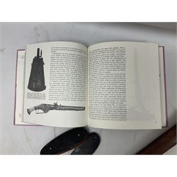 George V 1897 pattern Infantry officers sword, the 82cm single fullered blade with traces of etched detail and George V crown cipher, the ricasso marked Hawksworth Sheffield, pierced half basket hilt with George V cypher, wire-bound fish-skin grip with brass pommel and backstrap; in leather scabbard L102cm overall; together with two sectional gun cleaning rods; swagger stick made of leather strips etc