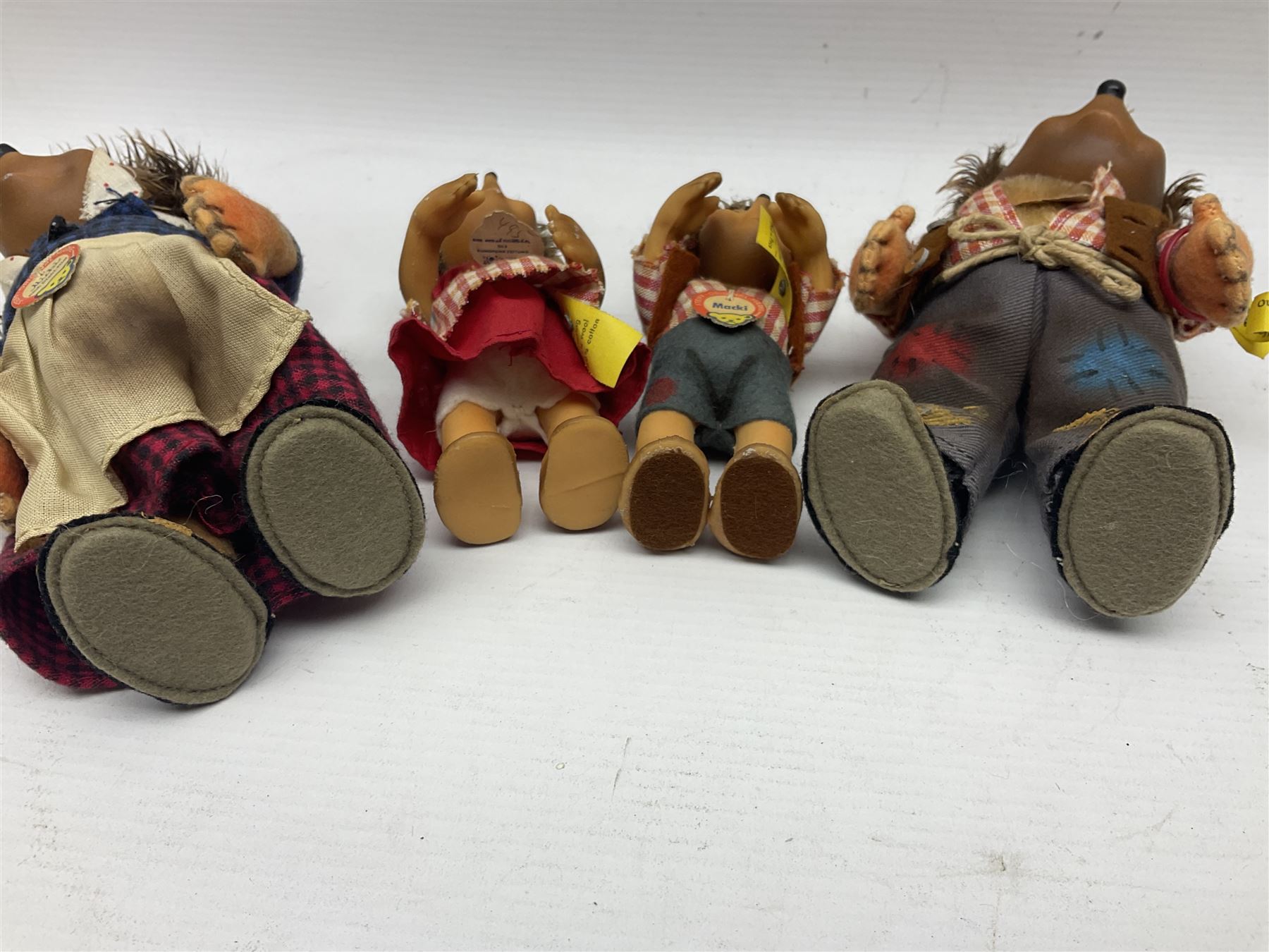 Steiff - Hedgehog family comprising Mecki, Micki, Macki and Mucki; all bearing original swing tags with only Micki lacking the button label, tallest H17cm 