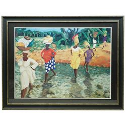 Tiffany Erwin Cant (American 1954-): '12:15' and 'Falling Fruit', pair of limited edition lithographs numbered 240/400 and 383/400, 51cm x 68cm (2)