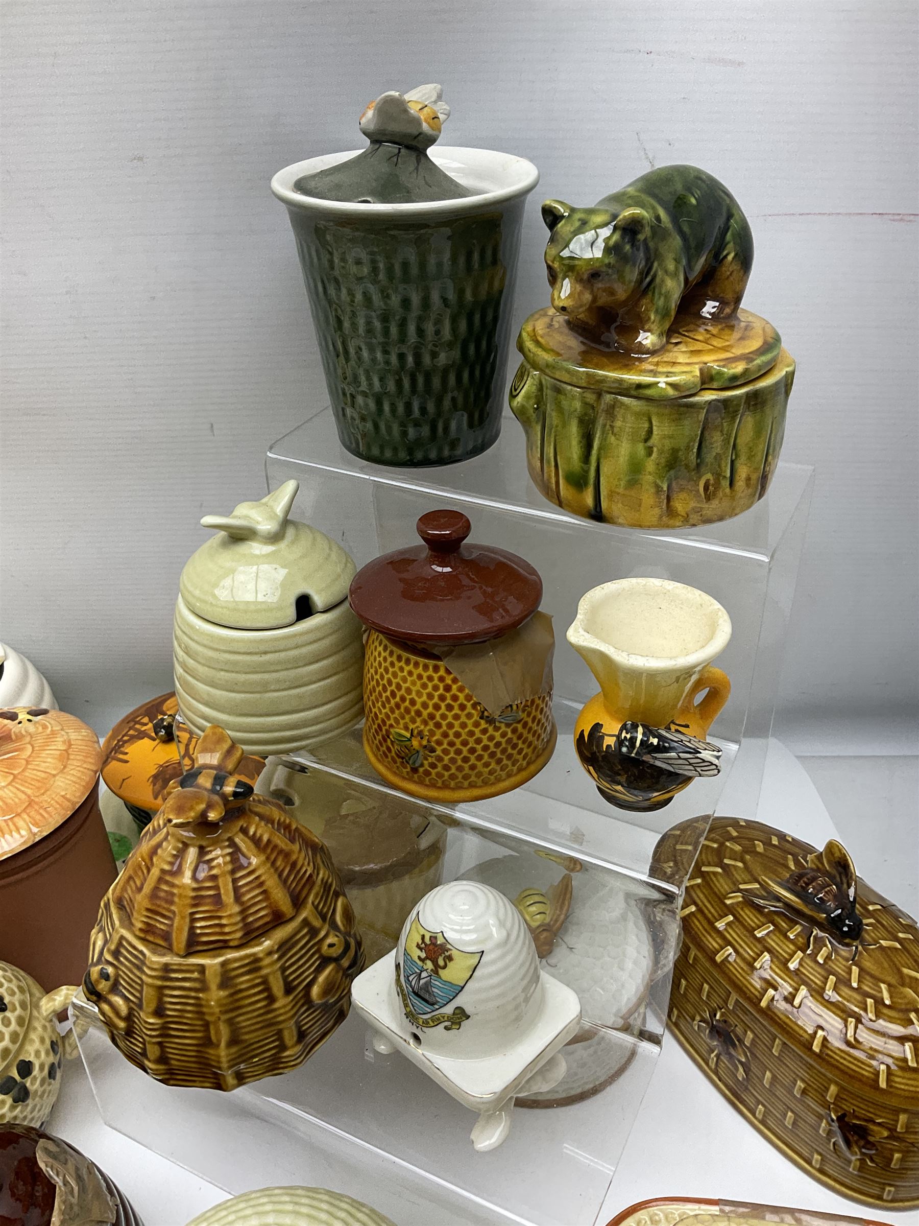 Large collection of honey pots, of various shapes, to include examples from Crown Devon, Marutomo ware, W.H Gloss, Goebel etc 