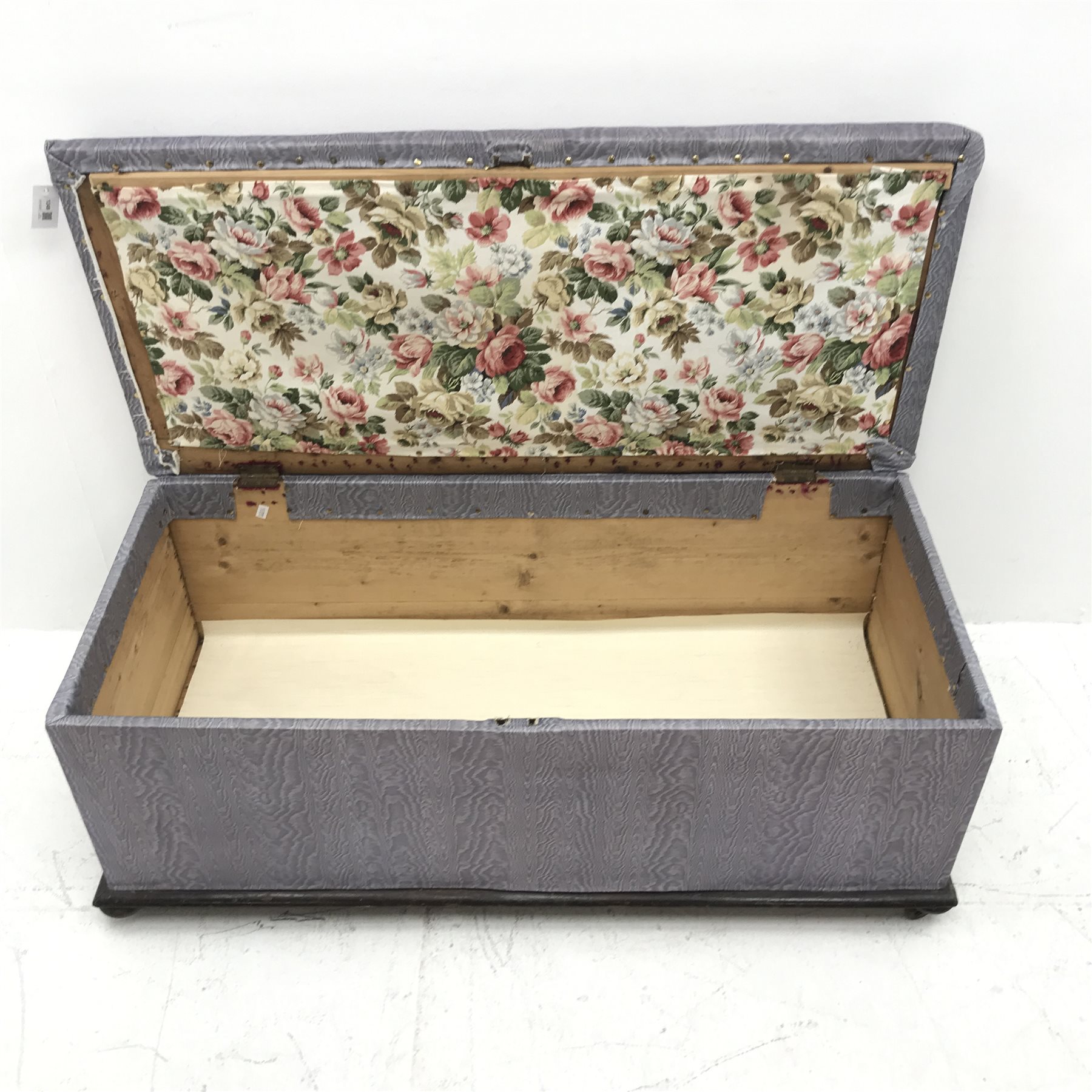 Victorian upholstered ottoman blanket box, single hinged lid, W127cm