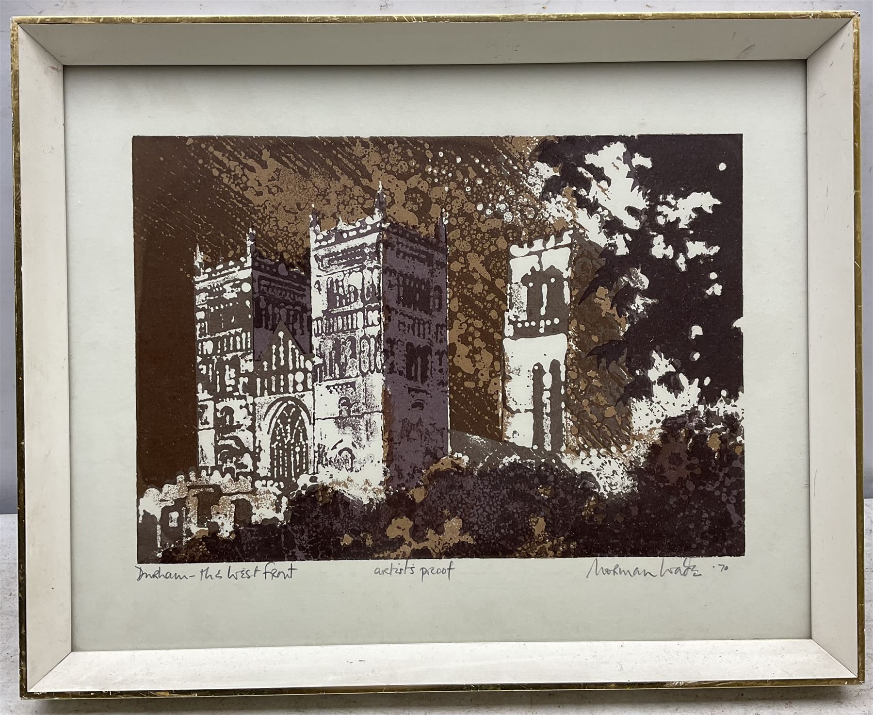 Norman Wade (British 20th century): 'Durham - The West Front', artist's proof screenprint signed titled and dated '70 in pencil 20cm x 29cm with margins
