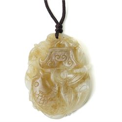 Set of three Chinese carved green hard stone pieces, depicting dragons and clouds, largest W5cm 