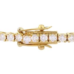 18ct gold round brilliant cut diamond line bracelet, stamped, total diamond weight 3.00 carat