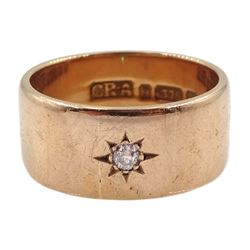 Early 20th century 9ct rose gold, gypsy set single stone diamond ring, Birmingham 1917
