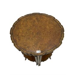 Mid 20th century walnut nest of four tables, pie crust border