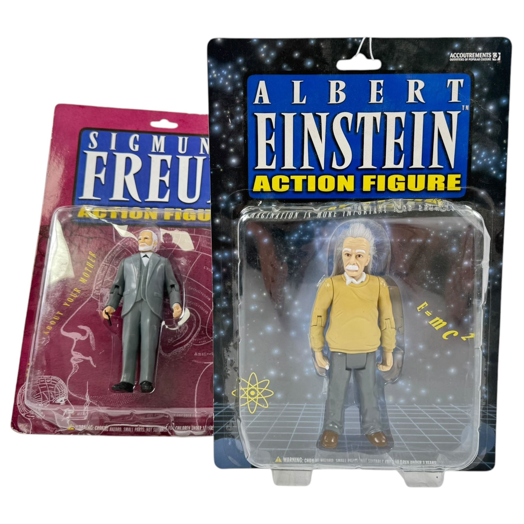 Two Accoutrements figures, comprising Sigmund Freud and Albert Einstein, both carded