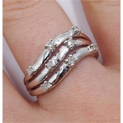 9ct white gold diamond set ring, hallmarked