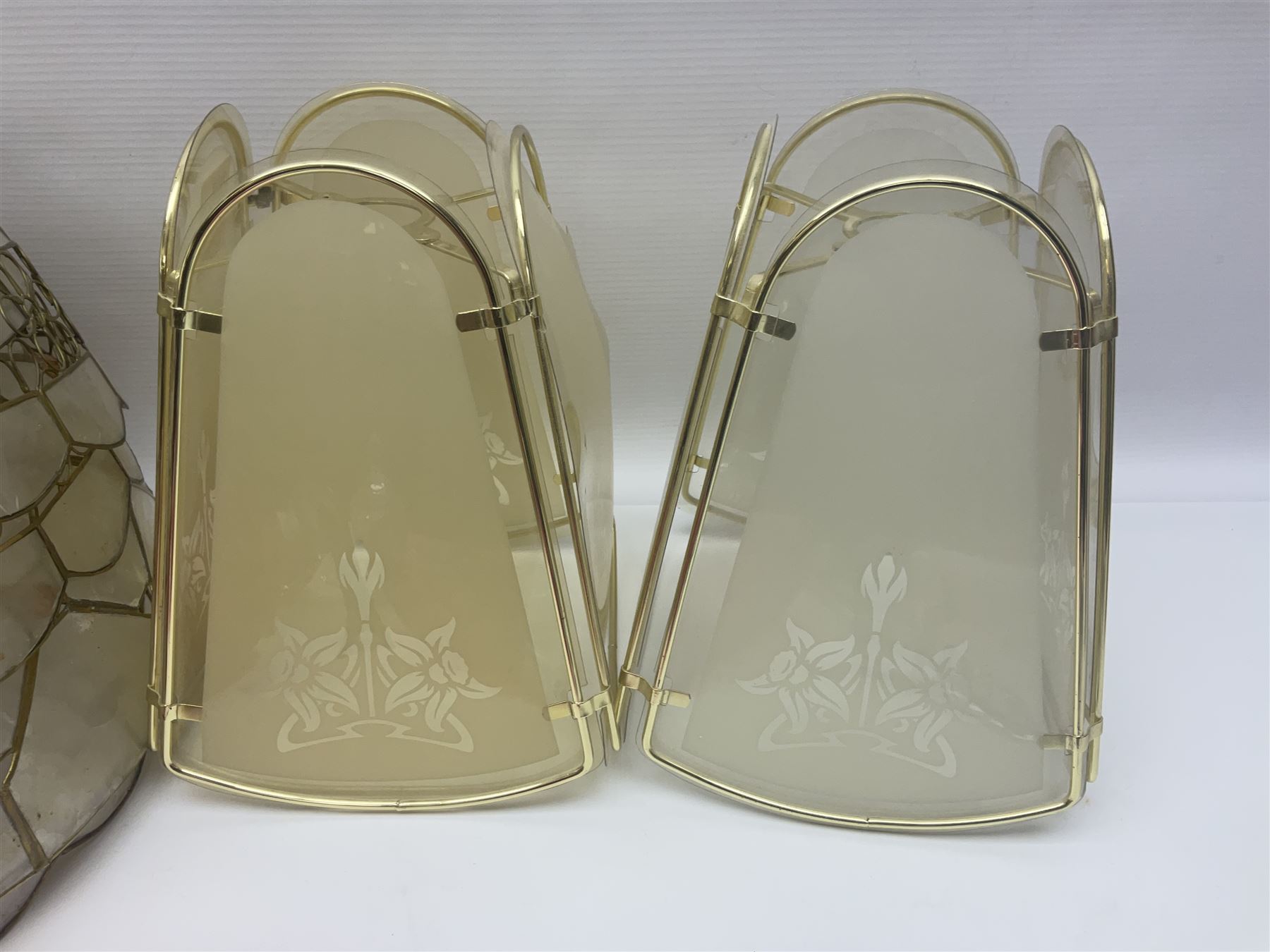 Pair of V Nason & Co murano glass dolphins together with to other glass figures and cranberry glass and lampshades  