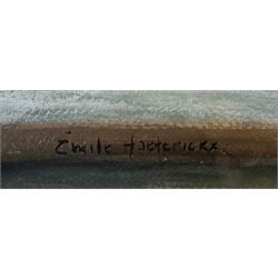 Emile Hoeterickx (Belgian 1853-1923): Fashionable Ladies in the Park, gouache and watercolour signed 46cm x 37cm