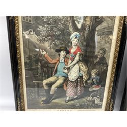 After John Collet (British 1725-1780): 'Spring' and 'Summer', pair mezzotints with hand colouring pub. 1779 and 1800, respectively 36cm x 25cm (2)